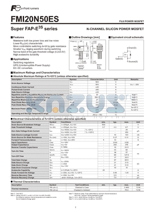 FMI20N50ES datasheet - N-CHANNEL SILICON POWER MOSFET