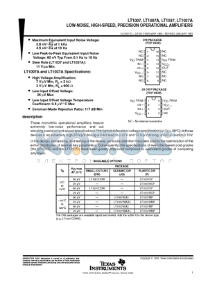 LT1037AMJG datasheet - LOW-NOISE, HIGH-SPEED, PRECISION OPERATIONAL AMPLIFIERS