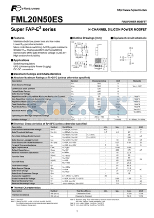 FML20N50ES datasheet - N-CHANNEL SILICON POWER MOSFET