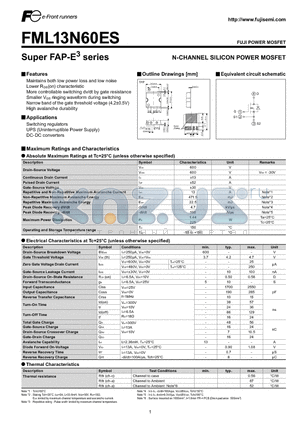 FML13N60ES datasheet - N-CHANNEL SILICON POWER MOSFET
