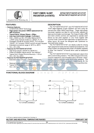 IDT74FCT16374TPFB datasheet - FAST CMOS 16-BIT REGISTER (3-STATE)