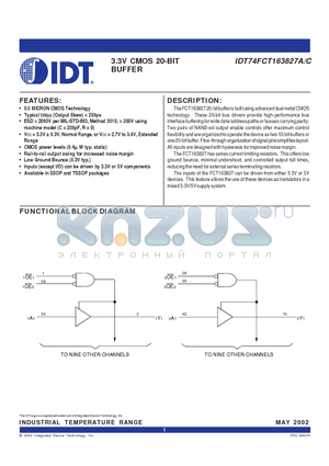 IDT74FCT163827C datasheet - 3.3V CMOS 20-BIT BUFFER