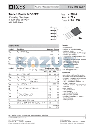 FMM200-0075P datasheet - Trench Power MOSFET