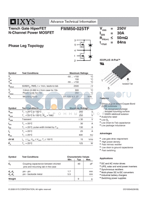 FMM50-025TF datasheet - Trench Gate HiperFET N-Channel Power MOSFET