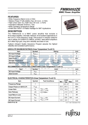 FMM5052ZE datasheet - MMIC Power Amplifier