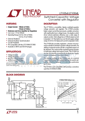 LT1054CSW datasheet - Switched-Capacitor Voltage Converter with Regulator
