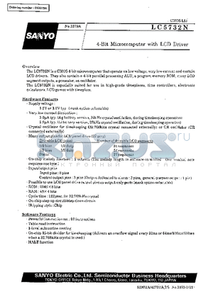 LC5732N datasheet - 4-Bit Microcomputer with LCD Driver