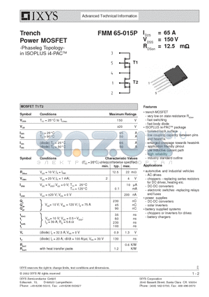 FMM65-015P datasheet - Trench Power MOSFET