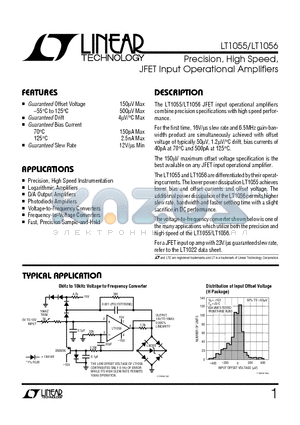 LT1056CN8 datasheet - Precision, High Speed, JFET Input Operational Amplifiers