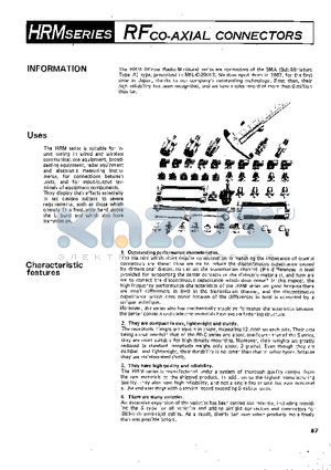 HRM-103-1 datasheet - RFCO-AXIAL CONNECTORS