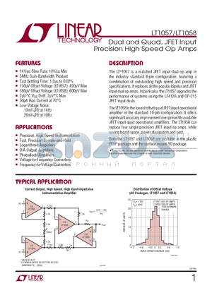 LT1057ACN8 datasheet - Dual and Quad, JFET Input Precision High Speed Op Amps