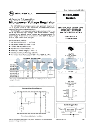 MC78LC datasheet - MICROPOWER ULTRA-LOW QUIESCENT CURRENT VOLTAGE REGULATORS