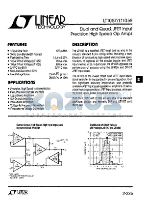 LT1057ACJ8 datasheet - Dual and Quad, JFET Input Precision High Speed Op Amps