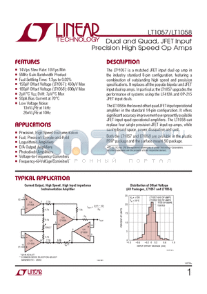 LT1057AMH datasheet - Dual and Quad, JFET Input Precision High Speed Op Amps