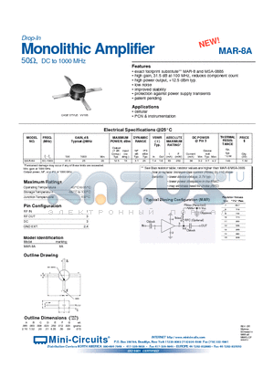 MAR-8A datasheet - Monolithic Amplifier 50W, DC to 1000 MHz