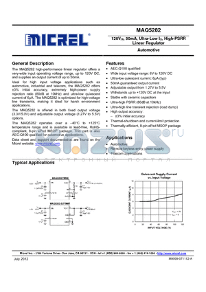 MAQ5282-5.0YMME datasheet - 120VIN, 50mA, Ultra-Low IQ, High-PSRR Linear Regulator