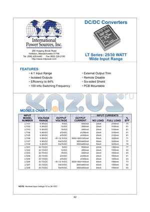 LT106 datasheet - LT Series: 25/30 WATT Wide Input Range