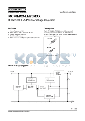 MC78M05CDT datasheet - 3-Terminal 0.5A Positive Voltage Regulator