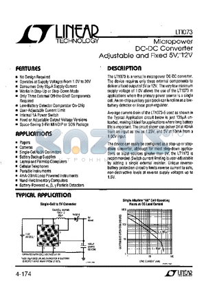 LT1073-12 datasheet - Micropower DC-DC Converter Ajustable and Fixed 5V, 12V