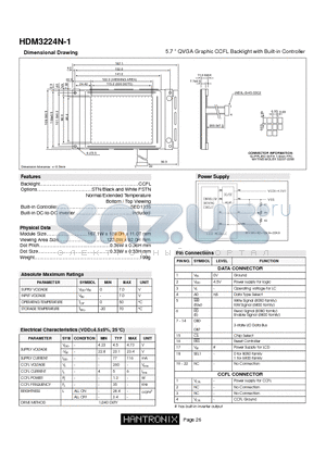 HDM3224N-1 datasheet - 5.7  QVGA Graphic CCFL Backlight with Built-in Controller