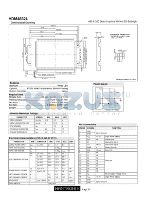 HDM4832L datasheet - 480 X 320 Dots Graphics White LED Backlight