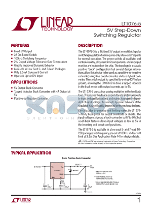 LT1076-5 datasheet - 5V Step-Down Switching Regulator