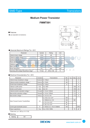 FMMT591 datasheet - Medium Power Transistor