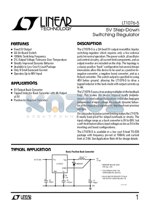 LT1076HVC-5 datasheet - 5V Step-Down Switching Regulator