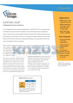 MARVIN-5MP datasheet - 5 Megapixel Camera Interface