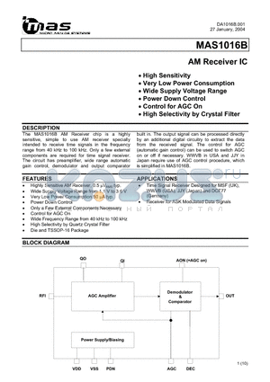 MAS1016BTB1 datasheet - AM Receiver IC