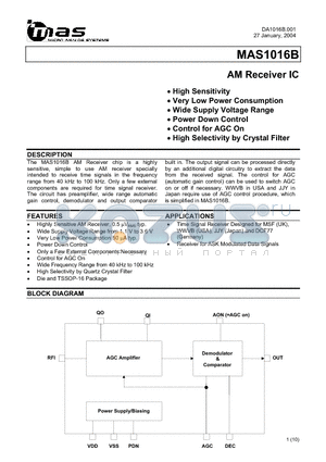 MAS1016B datasheet - AM Receiver IC