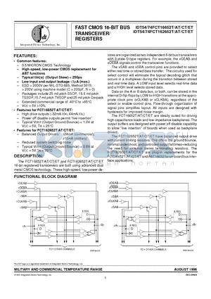 IDT74FCT16652ATEB datasheet - FAST CMOS 16-BIT BUS TRANSCEIVER/ REGISTERS