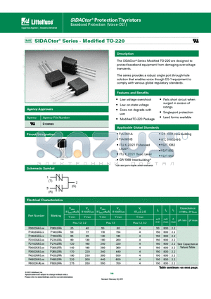 P2702ABLXX datasheet - The SIDACtor^ Series Modified TO-220 are designed to protect baseband