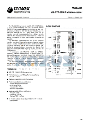MAS281 datasheet - MIL-STD-1750A Microprocessor