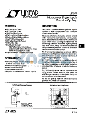 LT1077CN8 datasheet - Micropower, Single Supply, Precision Op Amp