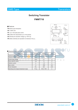 FMMT718 datasheet - Switching Transistor