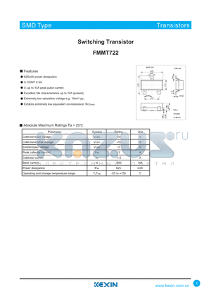 FMMT722 datasheet - Switching Transistor