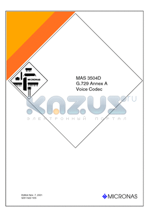 MAS3504D datasheet - G.729 Annex A Voice Codec