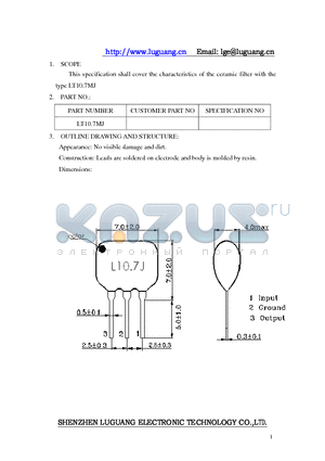 LT107MJ datasheet - ceramic filter