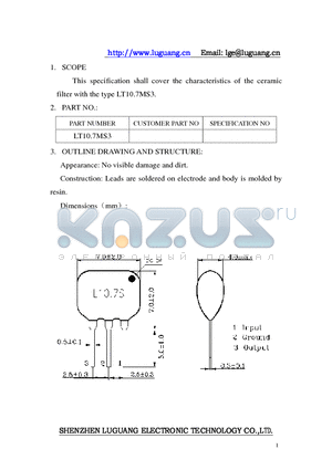 LT107MS3 datasheet - ceramic filter