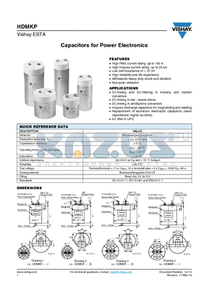 HDMKP900-950 datasheet - Capacitors for Power Electronics
