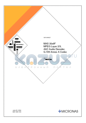 MAS3539F datasheet - MAS 35x9F MPEG Layer 2/3, AAC Audio Decoder, G.729 Annex A Codec