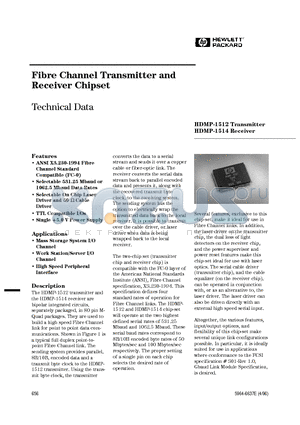 HDMP-1514 datasheet - Fibre Channel Transmitter and Receiver Chipset