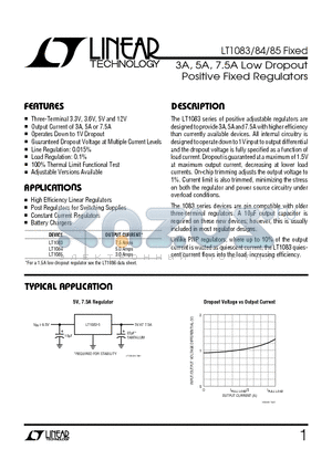 LT1083CP datasheet - 3A, 5A, 7.5A Low Dropout Positive Fixed Regulators