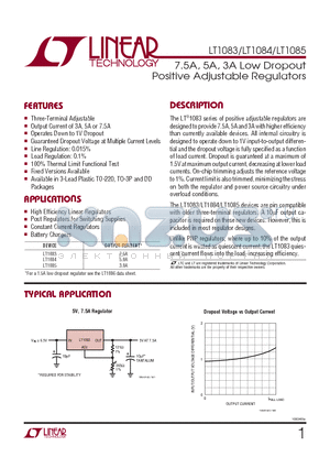LT1083CP datasheet - 7.5A, 5A, 3A Low Dropout Positive Adjustable Regulators