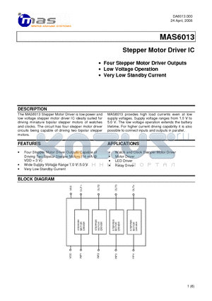 MAS6013AA1WA300 datasheet - Stepper Motor Driver IC