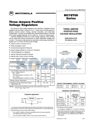 MC78T05CTG datasheet - THREE-AMPERE POSITIVE FIXED VOLTAGE REGULATORS