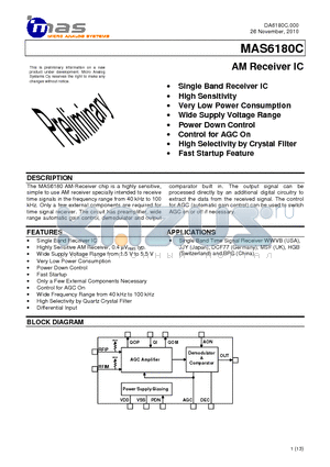 MAS6180C datasheet - AM Receiver IC