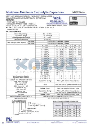 NRSX103M10V12.5X20TRF datasheet - Miniature Aluminum Electrolytic Ca pac i tors