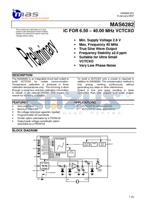 MAS6282A1TG00 datasheet - IC FOR 6.50 - 40.00 MHz VCTCXO